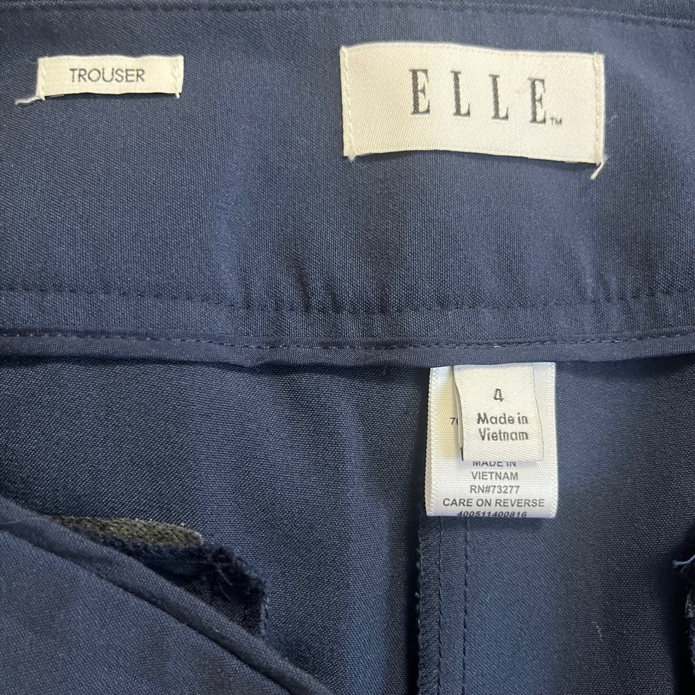 ELLE Women Navy Blue Trousers Pants Straight Leg Size 4 - Picture 3 of 4